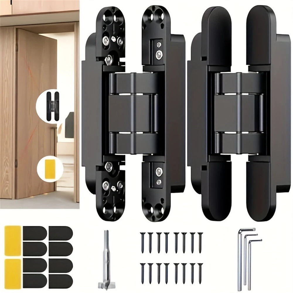 Premium Zinc Alloy Invisible Door Hinges - 6 Inch 180 Degree 3-Way Adjustable | Heavy Duty Anti-Corrosion for Interior & Exterior - Image 5