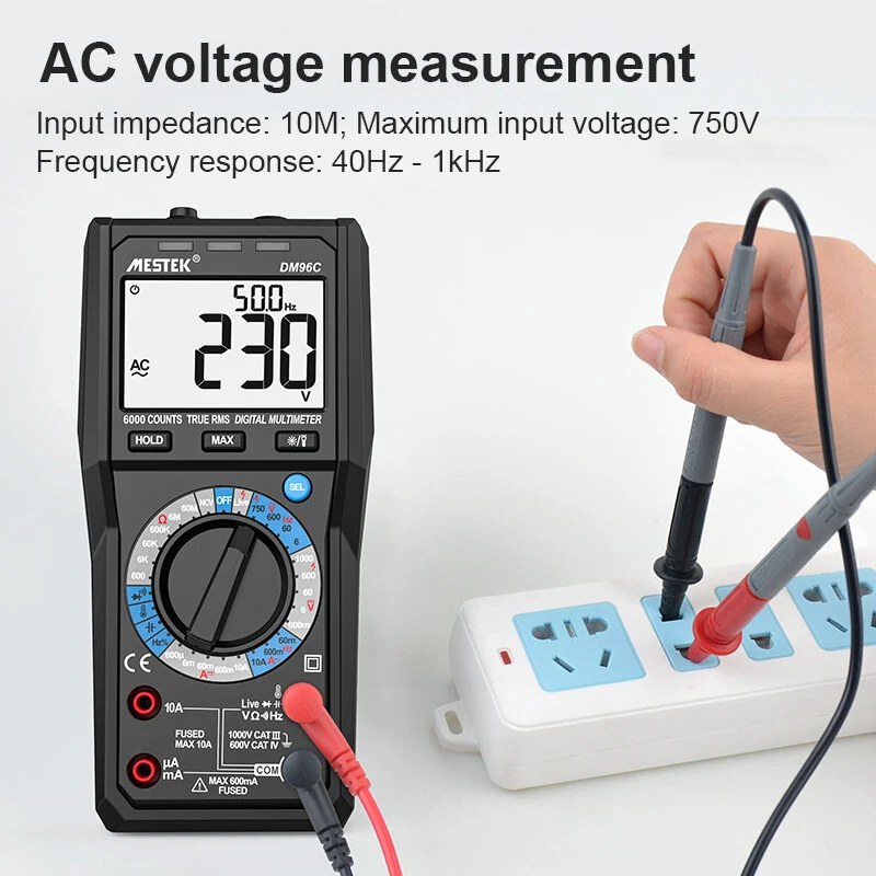 MESTEK TRMS Auto-Ranging Digital Multimeter - 1000V 10A AC/DC, NCV, Hz | Fast & Accurate - Image 5