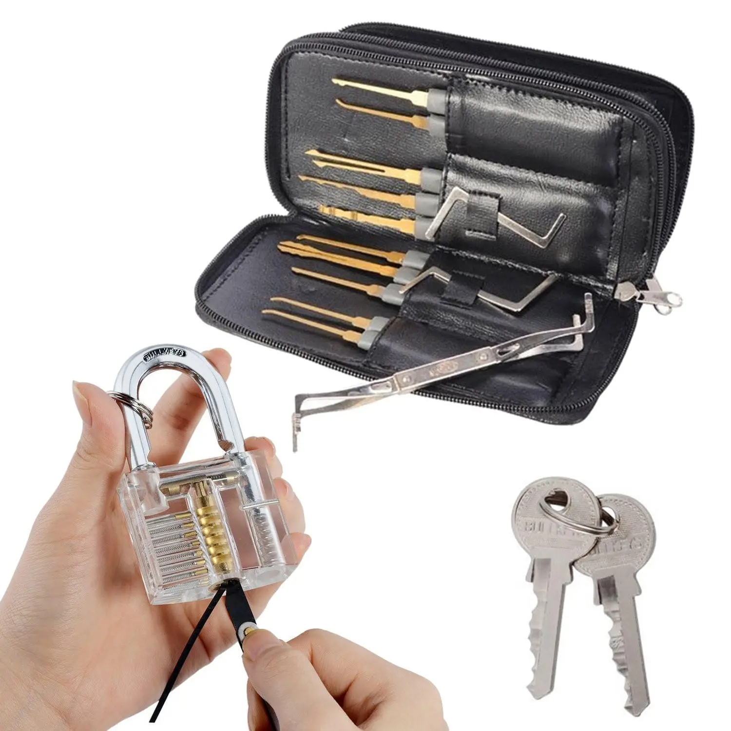DANIU 24pcs Single Hook Lock Pick Set | Transparent Practice Lock | Locksmith Training Kit - Image 3
