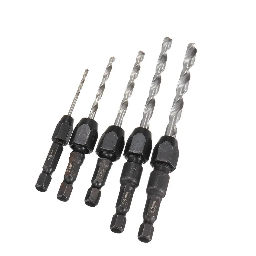 5Pcs HSS Quick Change Twist Drill Bit Set - Hex Shank 2/3.2/4/5/6mm - Image 2