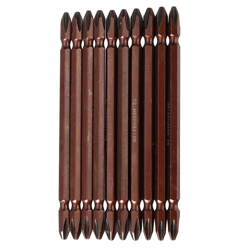 S2 Steel Magnetic Double End Screwdriver Bit - PH2 Drill Head 100mm 150mm 10pcs - Image 2
