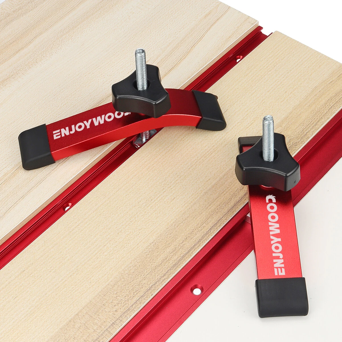 ENJOYWOOD T Track Hold Down Clamps 2 Pack - with T Bolts & Slider for Router CNC Table Saw - Image 3