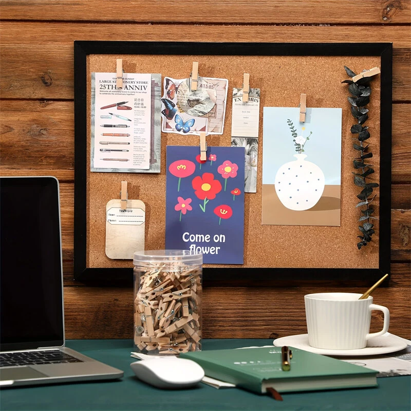 Push Pin Wooden Frame Set - 50pcs Cork Board Accessories with Metal Pins - Image 4