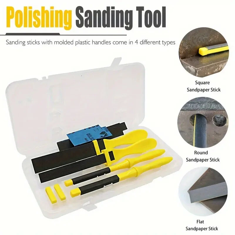 4PCS Sanding Sticks Set with Molded Handles - Wood Metal Plastic Polishing Tools | Calcite Grit - Image 3