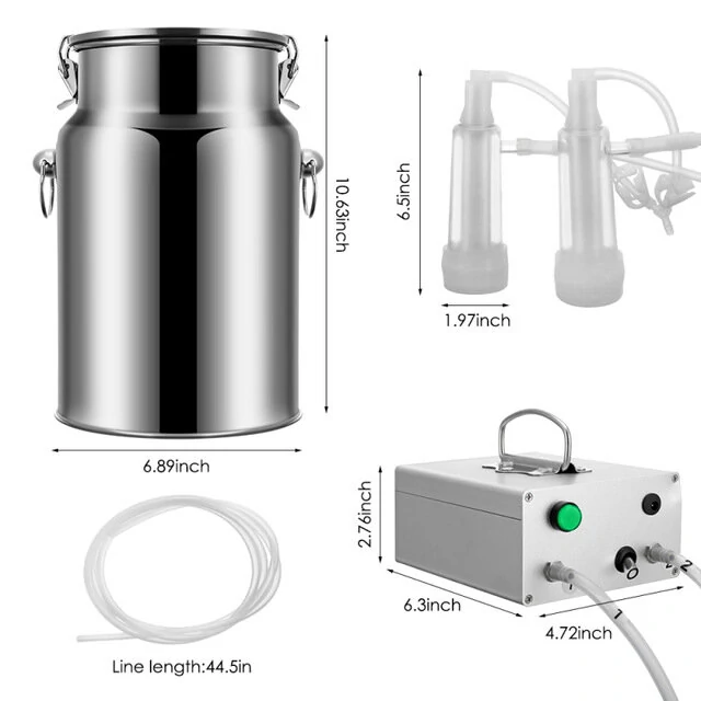 7L Electric Pulsating Milking Machine for Sheep & Goat - Stainless Steel Bucket - Image 2
