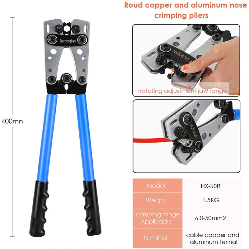 HX-50B Adjustable Crimping Pliers | Copper & Aluminum Terminal Set - Image 5