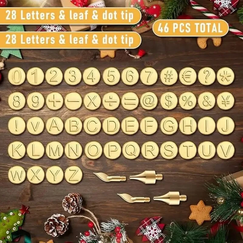DIY Wood Burning Kit with 26 Letter Stencils & Copper Molds | Pyrography Pen & Soldering Iron Tool - Image 4