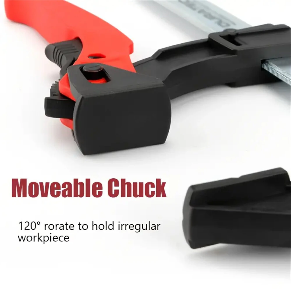 Quick-Grip Heavy Duty F Clamp | 60KG Force, 100-300mm Range | 120° Adjustable for Woodworking & Metalworking - Image 3