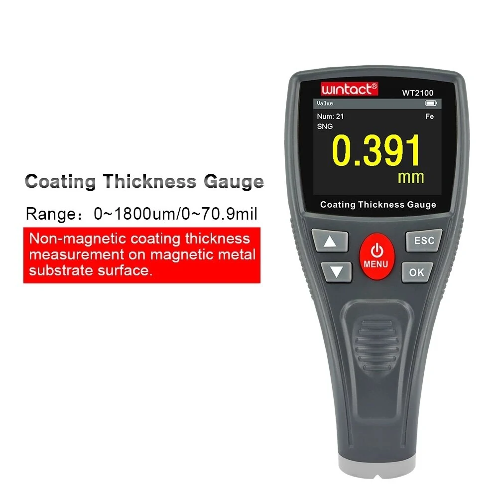 WINTACT WT2100 Digital Coating Thickness Gauge | Handheld Paint Meter with Data Logger - Image 5