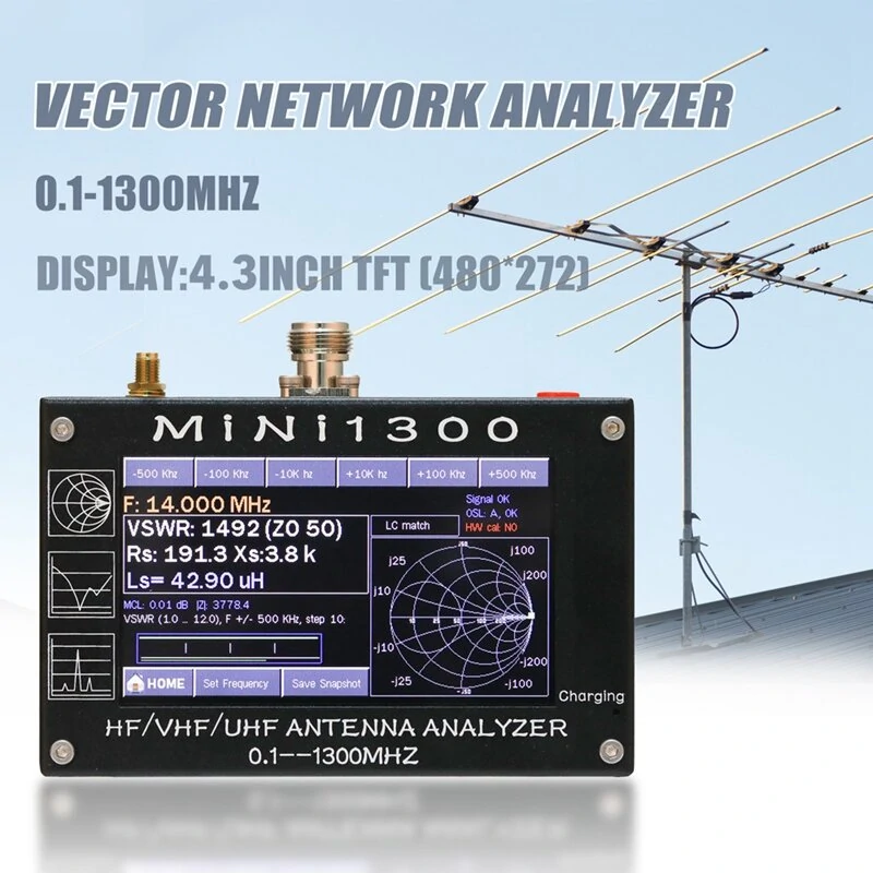Mini1300 Antenna Analyzer | 0.1-1300MHz HF/VHF/UHF SWR Tester | 4.3 LCD with TF Card - Image 5