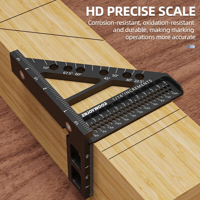 ENJOYWOOD 3D Multi-Angle Measuring Ruler | T-Type Square Protractor Tool | Aluminum Alloy for Woodworking - Image 2