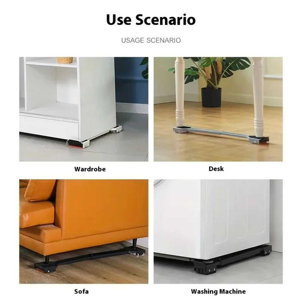 Adjustable Appliance Base - 45-70cm Length, 300KG Capacity, 24 Wheels | Black/Silver - Image 5