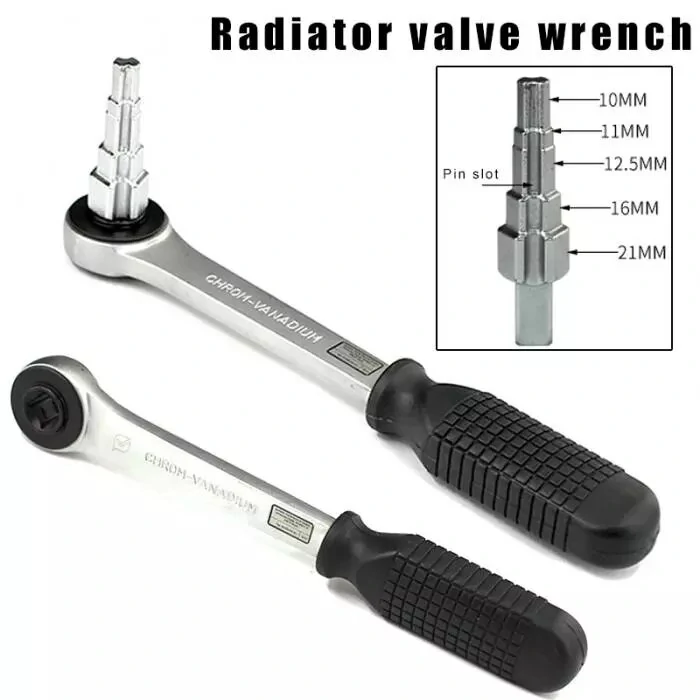 Radiator Spanner Wrench - 10-21mm Stepped Ratchet for Nipples | Durable Multi-Use - Image 2