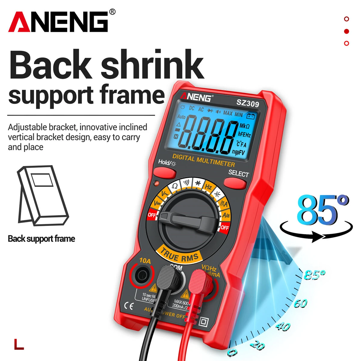 ANENG SZ309PRO Digital Multimeter - 600V 10A Tester | Capacitance & Frequency - Image 3