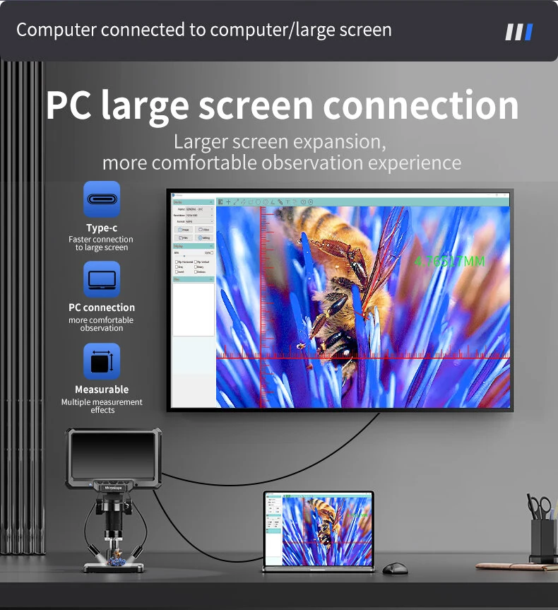 MUSTOOL MK7 Digital Microscope - 7 Inch IPS Screen | 50X-1000X Magnification - Image 3