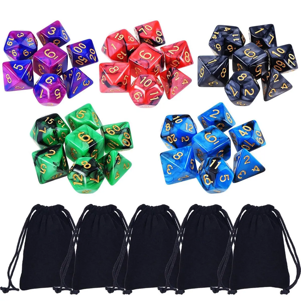 35Pcs Polyhedral Dice Set - Swirl RPG Role Playing Games Dices With Bag - Image 3