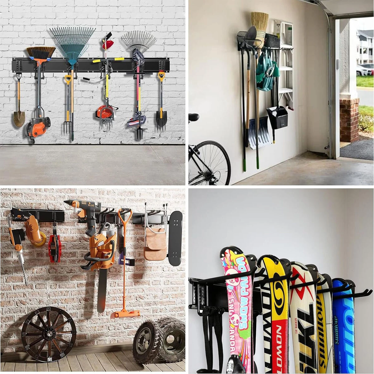 Heavy Duty Wall Mount Tool Organizer - Carbon Steel with Rubber-Coated Hooks - Image 4