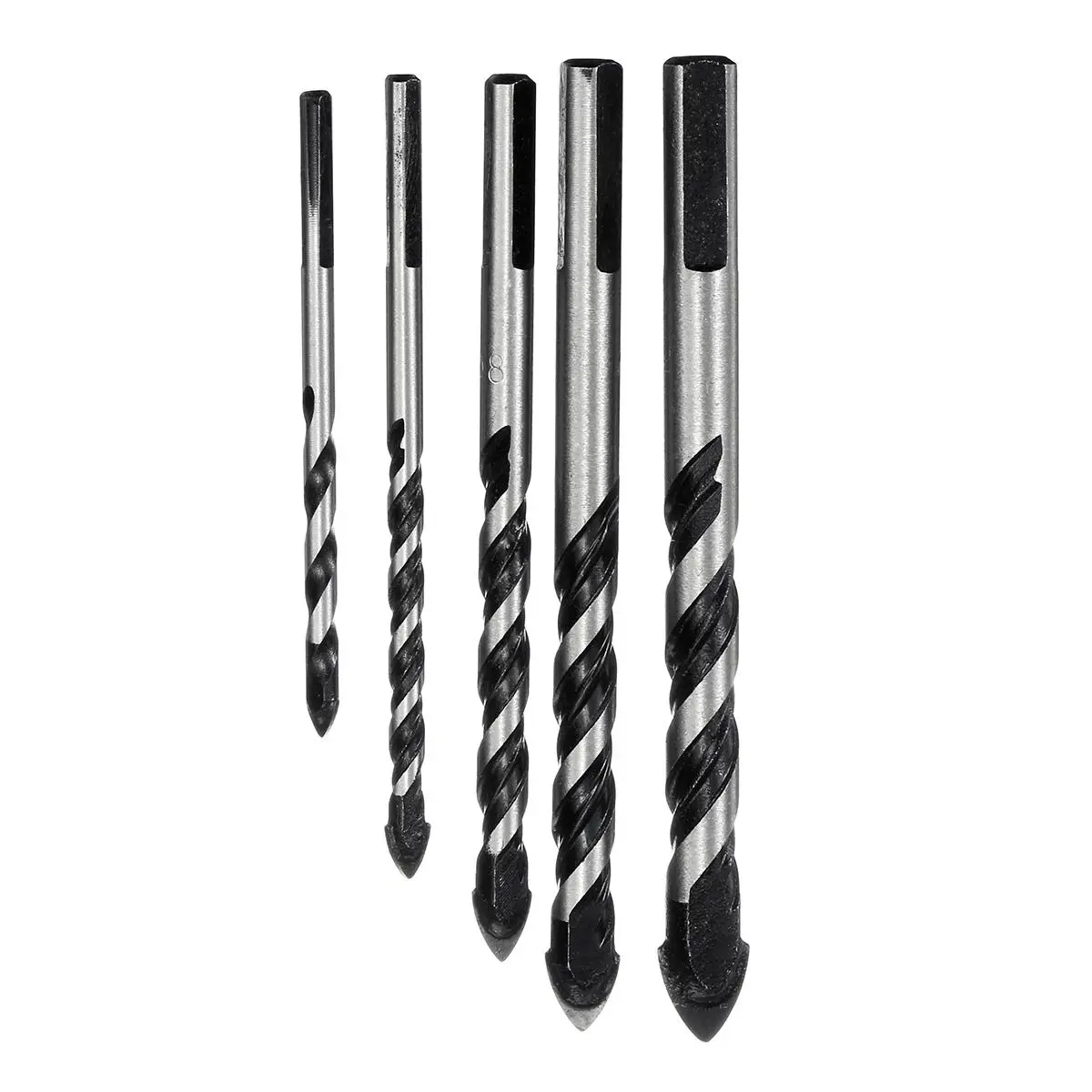 5pcs Black Triangle Drill Bit Set | 5-12mm for Concrete, Tile & Glass - Image 3