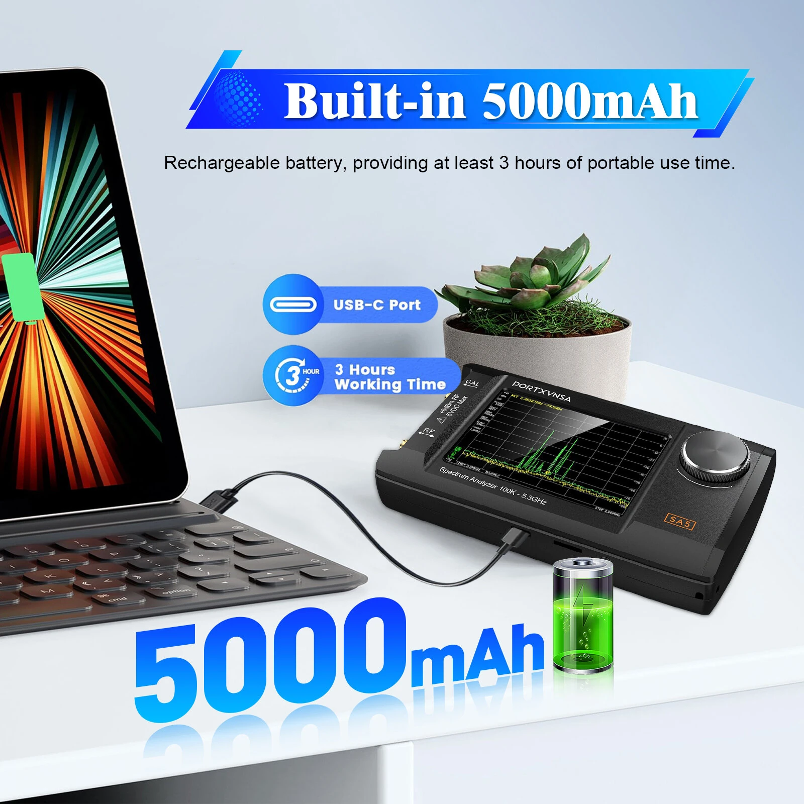 SA5 RF Analyzer | 4 Inch Display | 100kHz-6GHz Range | 5000mAh Battery - Image 4