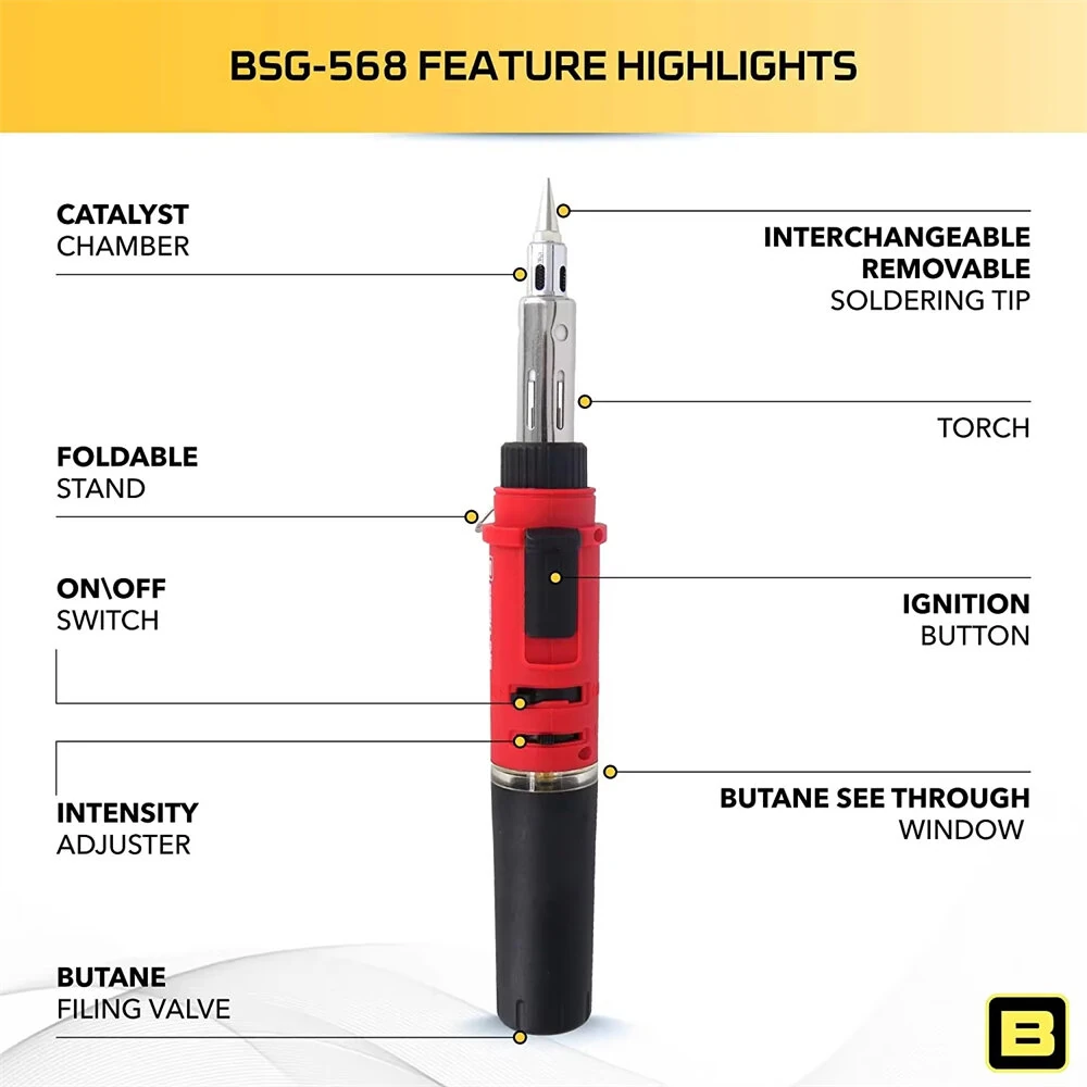 HS-1115K Cordless Gas Soldering Iron Torch Kit | 1300°C Flame & 500°C Hot Air | Portable Repair Welding Tool - Image 3