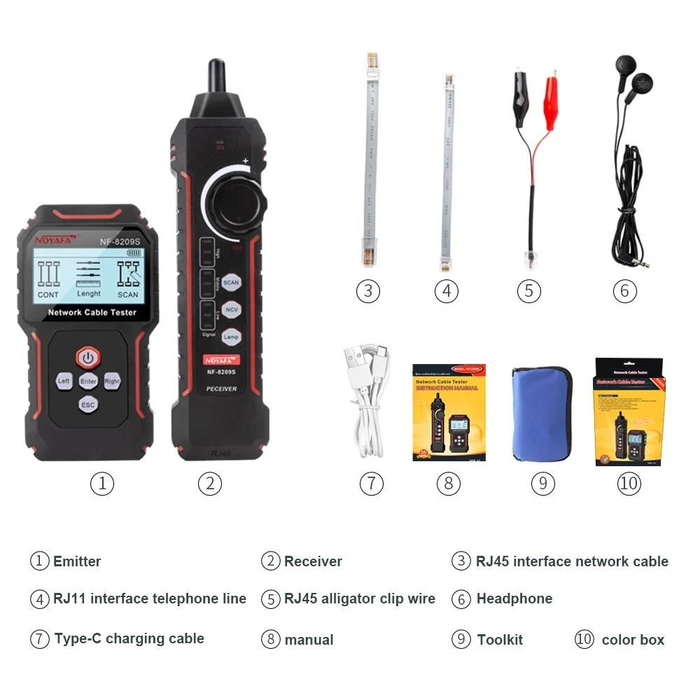 NF-8209S LCD Network Cable Tester | Wire Tracker with PoE & Length Test - Image 5