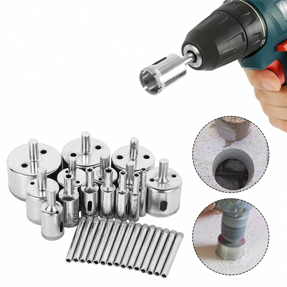 Diamond Coated Hole Saw Drill Bit Set - 30Pcs 6-50mm for Glass Tile Porcelain - Image 3