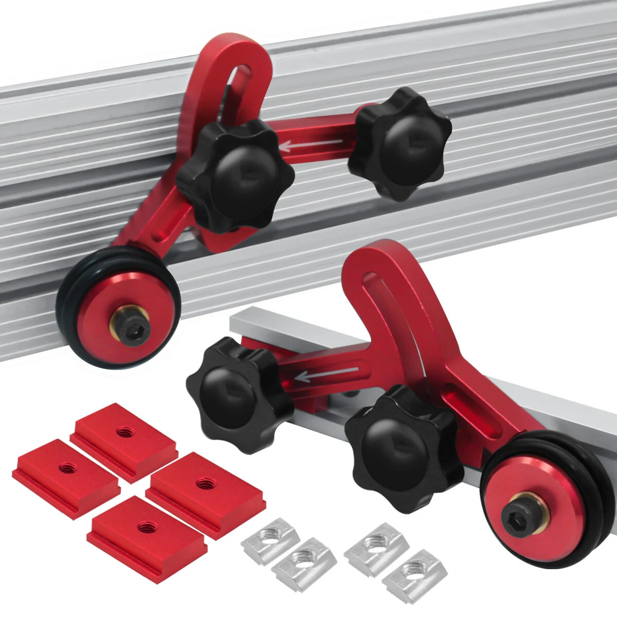 Woodworking Anti-Rebound Safety Feeder | 1 Pair Aluminum Feather Loc Board Guides - Image 3