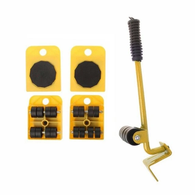 Furniture Mover Tool Set - 5pcs Wheeled Roller Bar for Heavy Lifting & Transport - Image 3