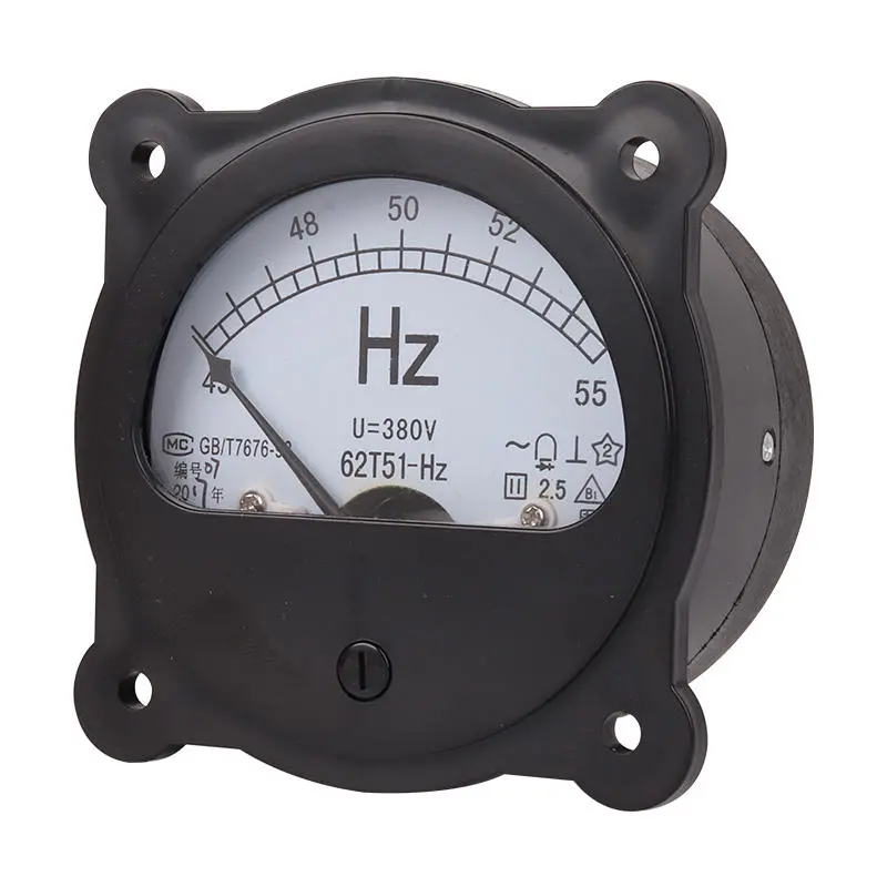 Black Analog Frequency Voltmeter - 62T51 45-55 Hz AC 220V/380V Panel Meter - Image 2