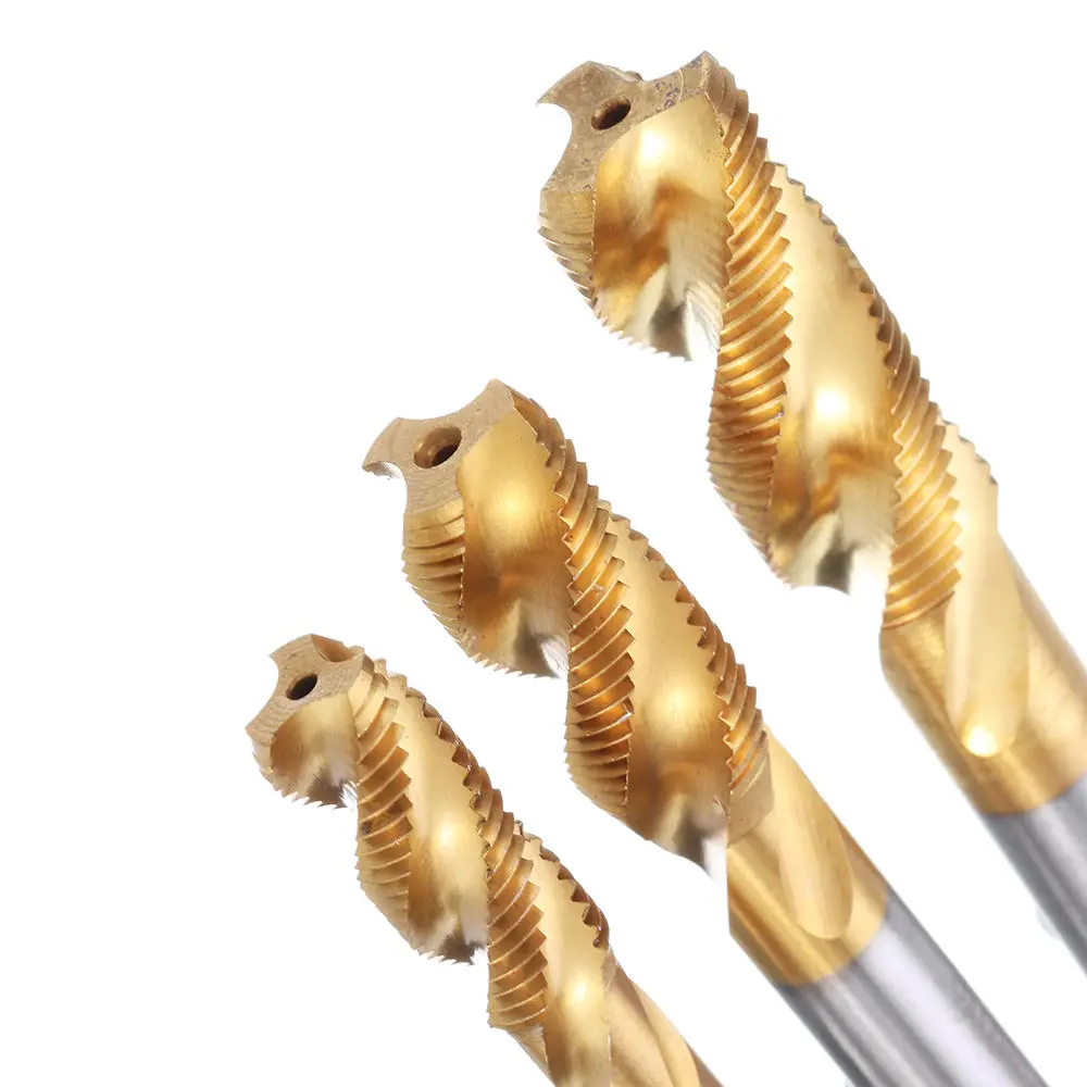Drillpro M8 M10 M12 HSS Titanium Coated Spiral Flute Tap | Metric Thread - Image 4