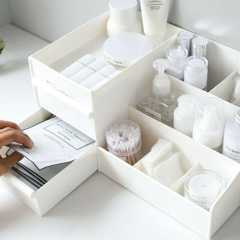 Plastic Cosmetic Organizer with Drawers | Makeup Jewelry Parts Storage Box Case - Image 2