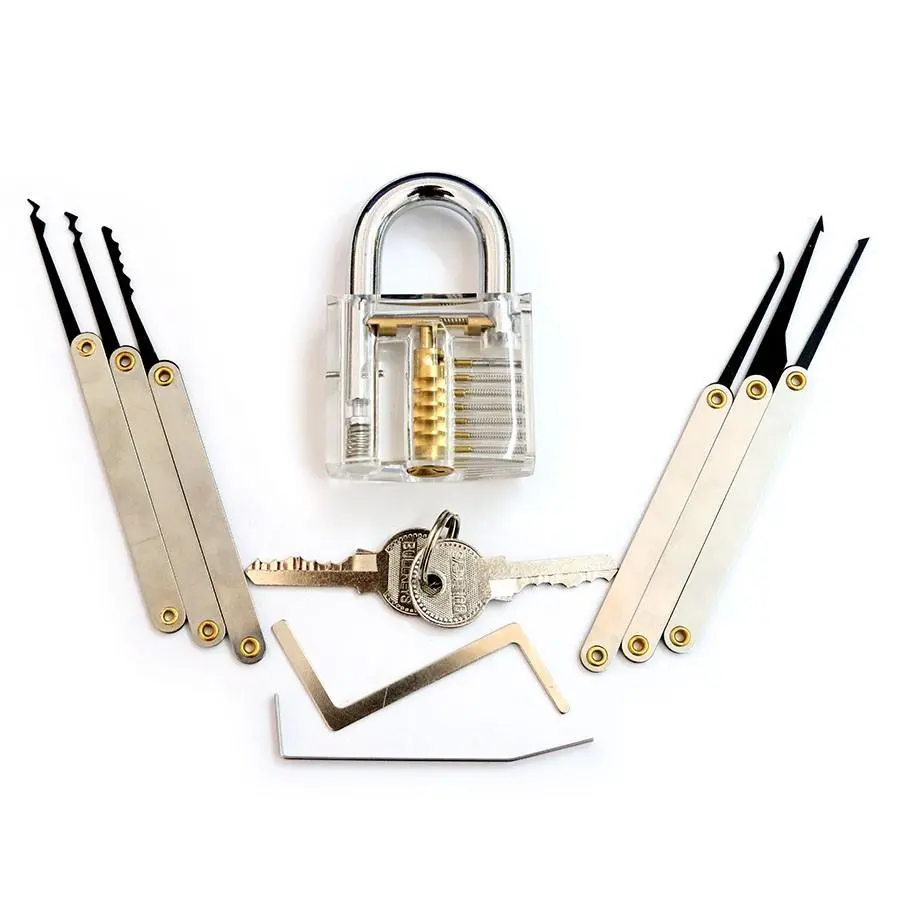 Practice Padlock with Lock Pick Set - 6 Tools & Key Extractor | Transparent - Image 5