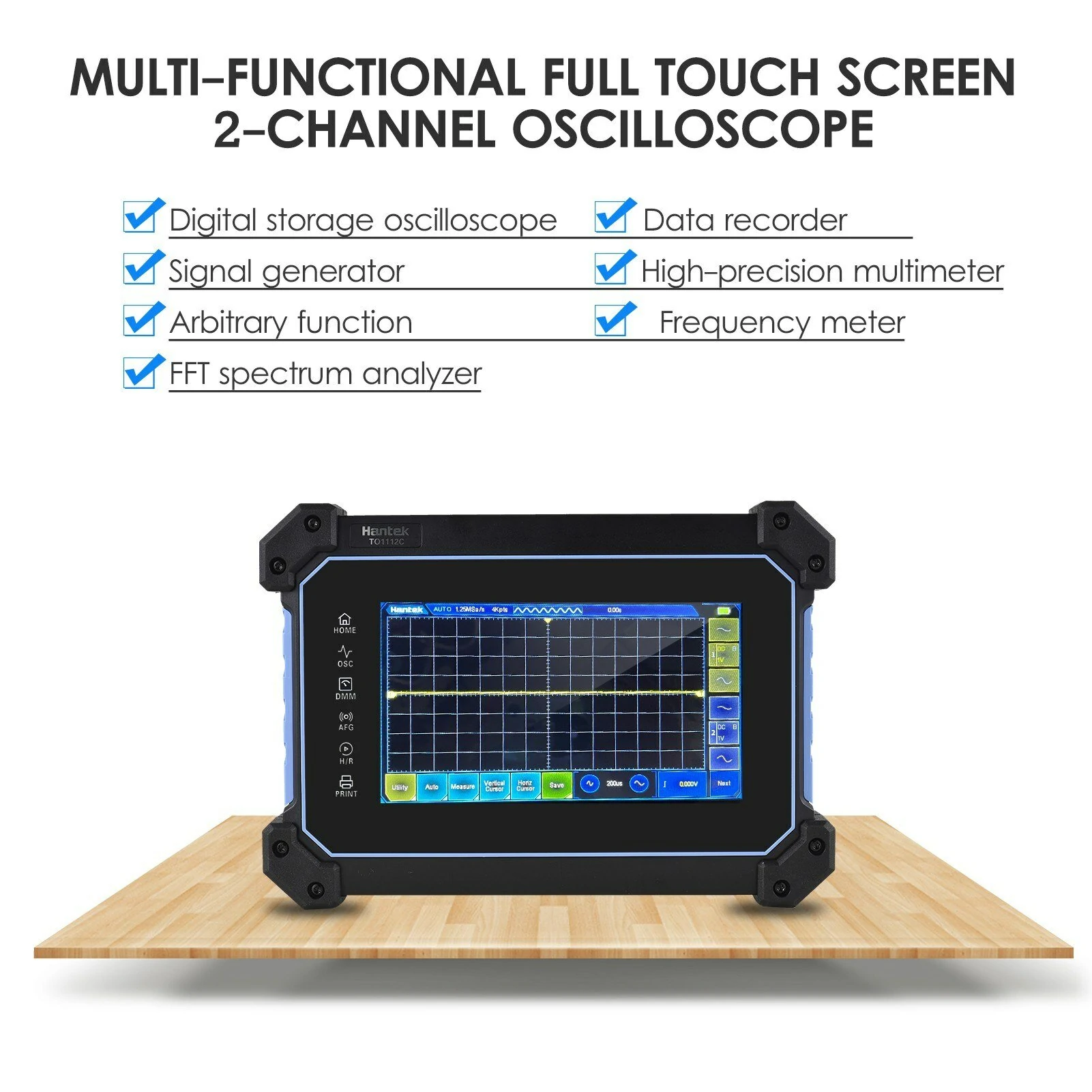 Hantek TO1112C Oscilloscope Multimeter | 110MHz 2-Channel | 7-inch TFT LCD & Tool Bag - Image 5