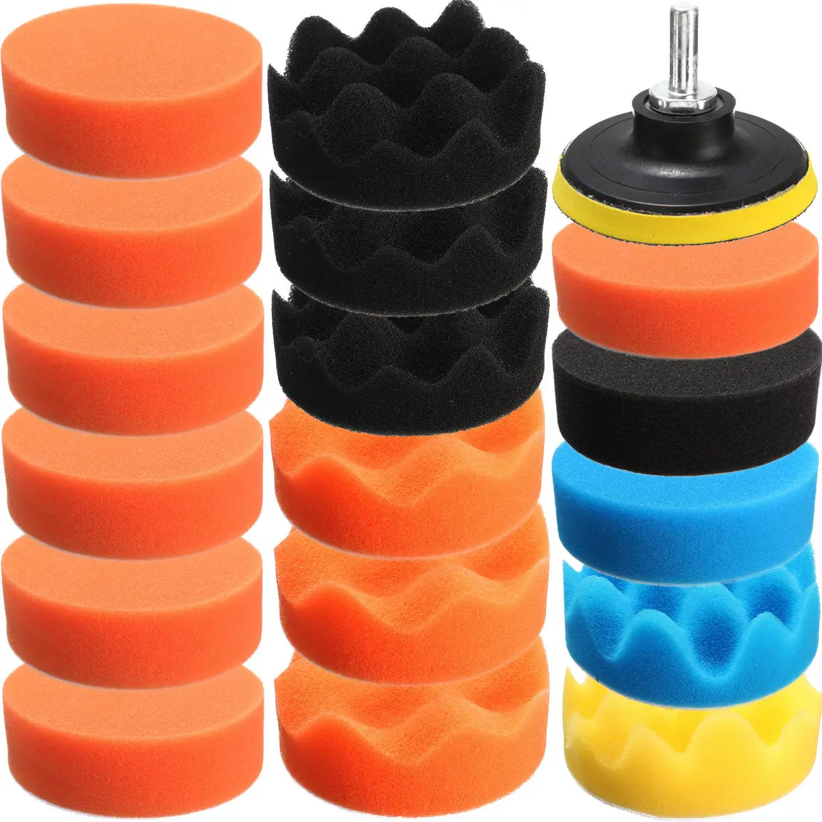 Drillpro 80mm Buffing Pad Kit - 19PCS Flat Sponge Polishing Pad Set - Image 2