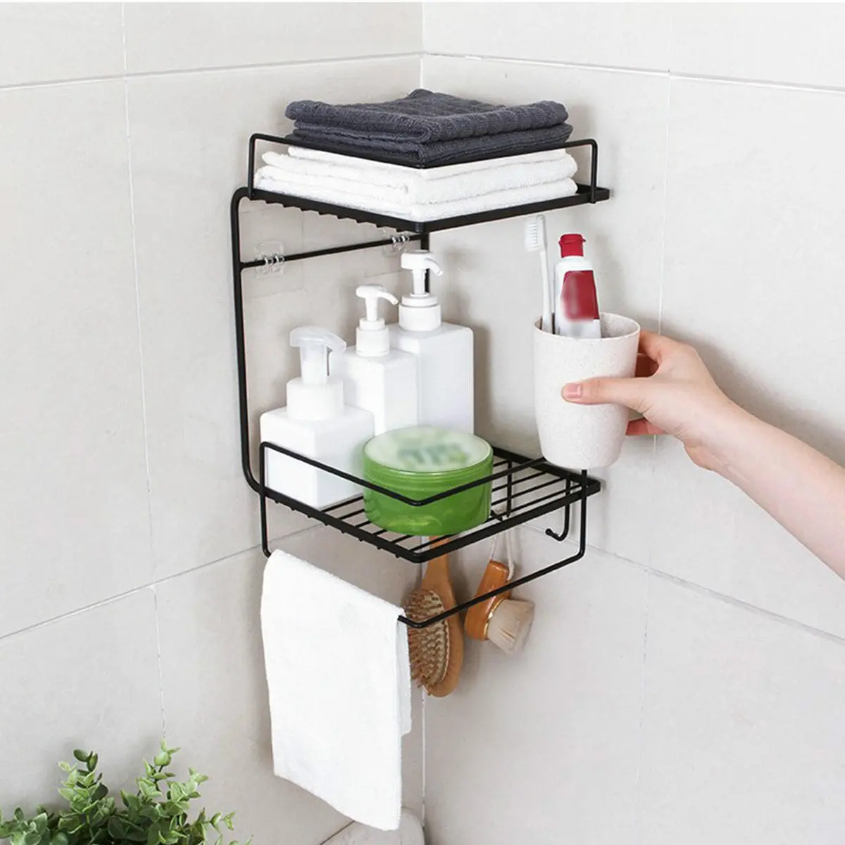 Wall-Mounted Bathroom & Toilet Shelf - Perforation-Free Corner Rack for Kitchen - Image 3