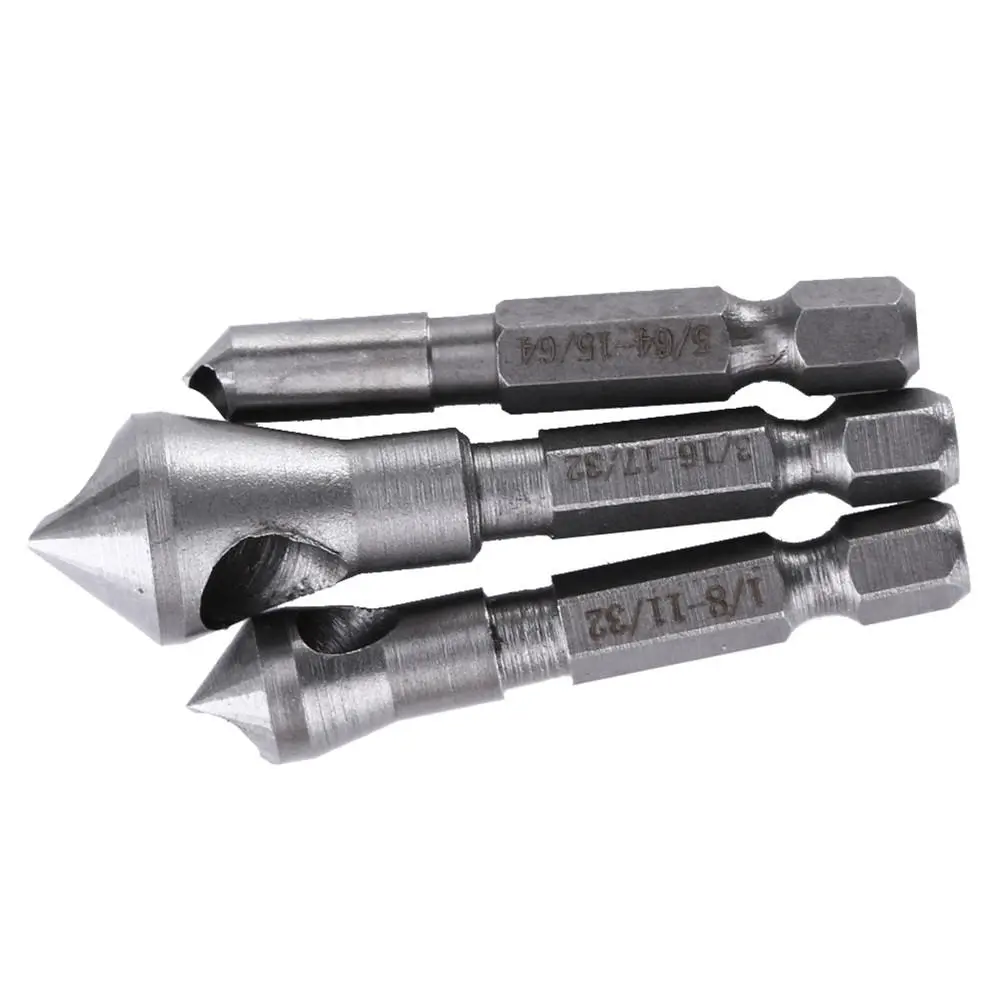 Drillpro 3pcs HSS Countersink Drill Bit Set | For Deburring Wood & Metal - Image 2