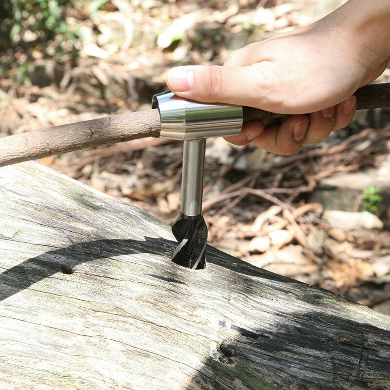 Survival Settlers Tool - Manual Hand Auger Wrench & Wood Drill Bit for Bushcraft Camping - Image 5