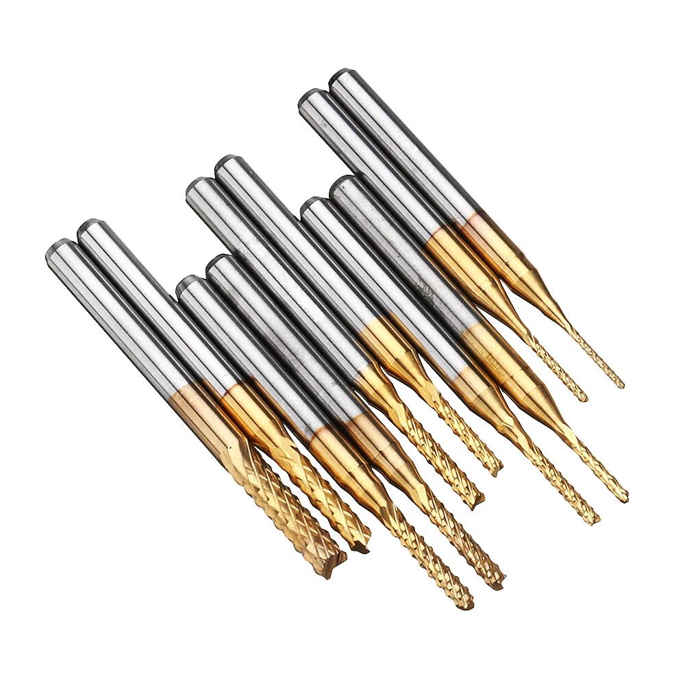 Drillpro DB-M1 Titanium Coated Carbide Bits | 10Pcs 0.8-3mm Engraving Milling Cutter - Image 4