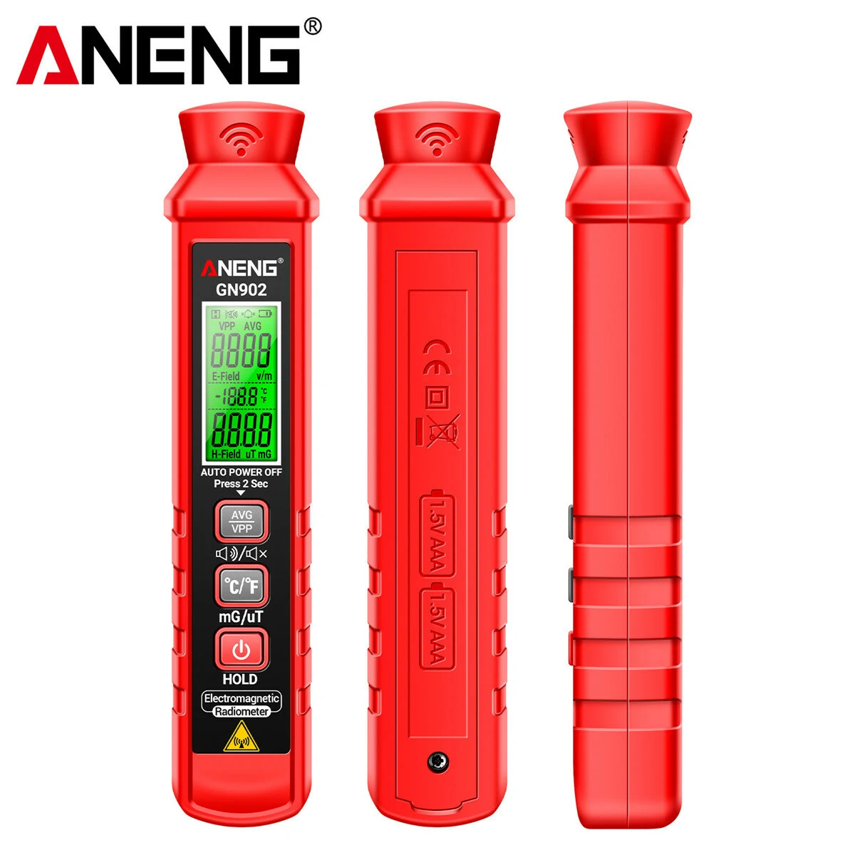 ANENG GN902 3-in-1 EMF Tester | Electric & Magnetic Field Meter 5Hz-3500MHz | LCD Display with Safety Alarm - Image 5