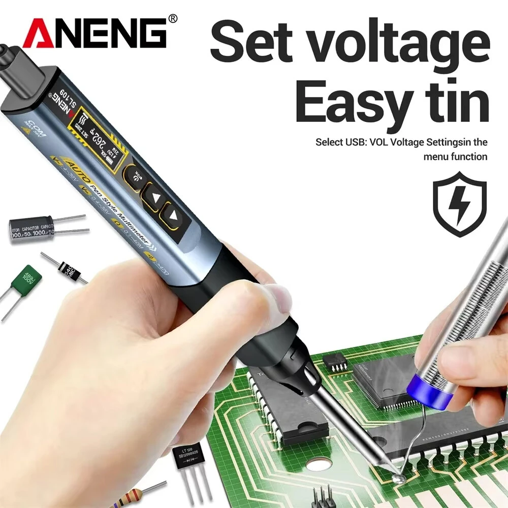 ANENG SL109 75W Soldering Iron - Adjustable 100-450°C | Type-C Fast Charging & OLED Display - Image 4