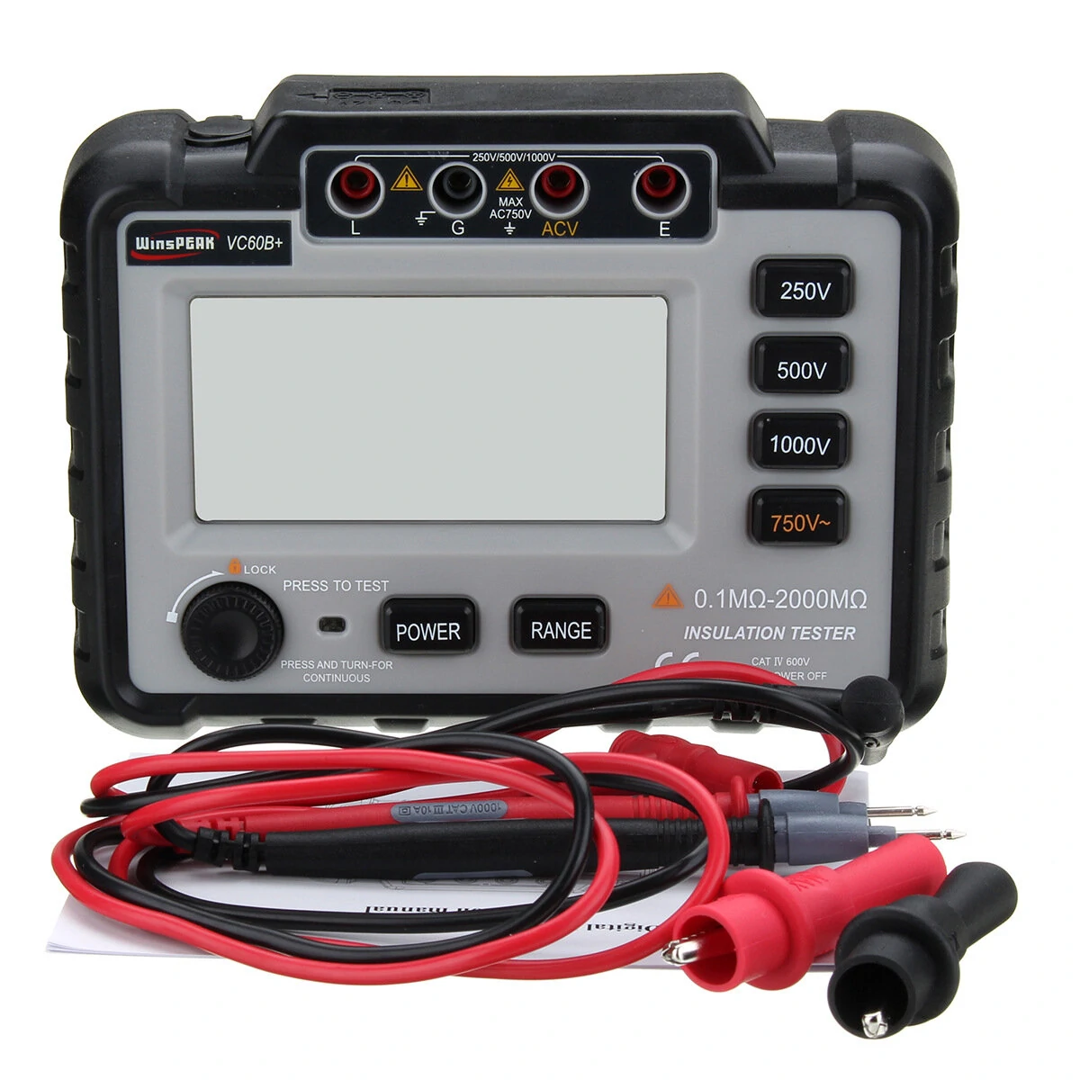 WinAPEX VC60B+ Digital Insulation Resistance Tester | 250/500/1000V DC, LCD Backlight - Image 5