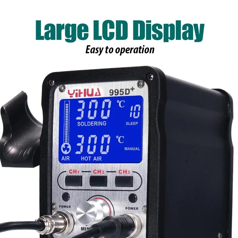 YIHUA 995D+ SMD Soldering Station | Hot Air Gun & Iron | BGA Phone Repair - Image 2