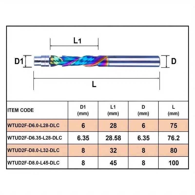 DLC Coating Milling Blade | Solid Carbide Bearing Guided Trim Bit 2 Flutes - Image 4