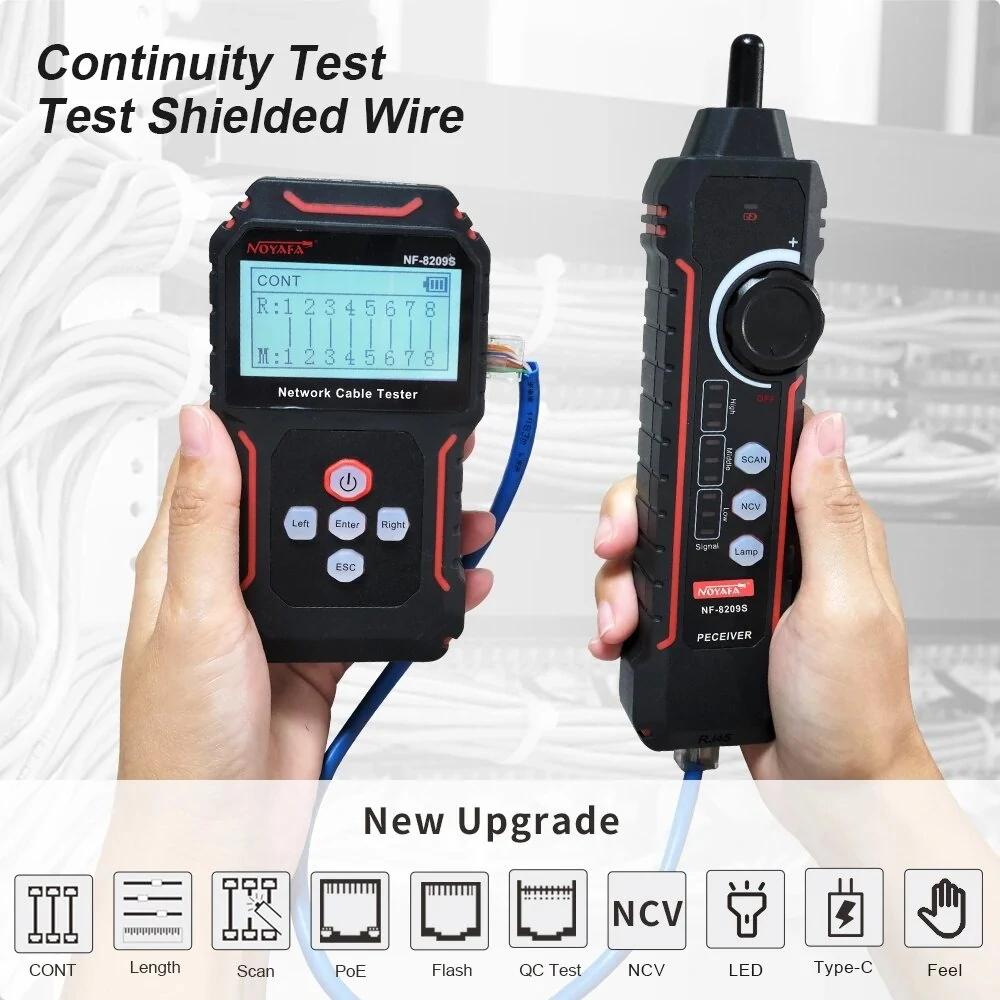 NF-8209S LCD Network Cable Tester | Wire Tracker with PoE & Length Test - Image 3