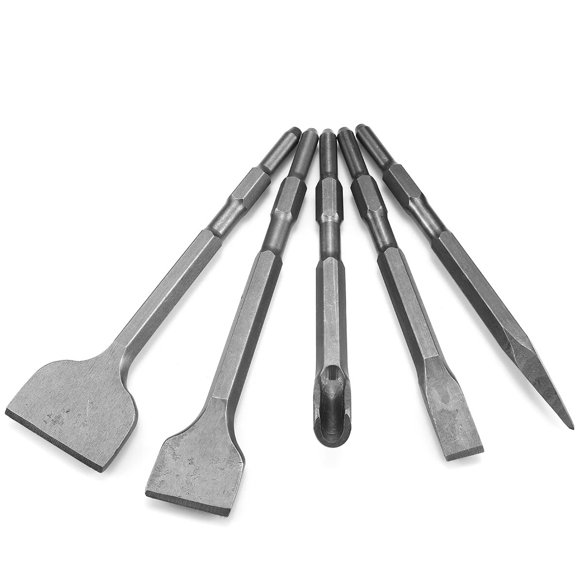 Electric Hammer Chisel Set - Hex Handle with Point Groove Gouge & Flat Chisel - Image 5