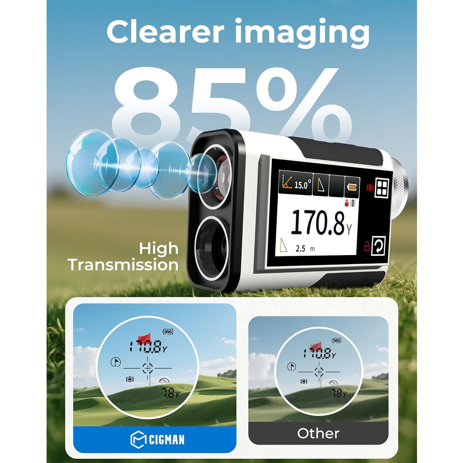 CIGMAN Golf Rangefinder with Slope - 1312 Yards | 6X Magnification & Flag Lock - Image 5