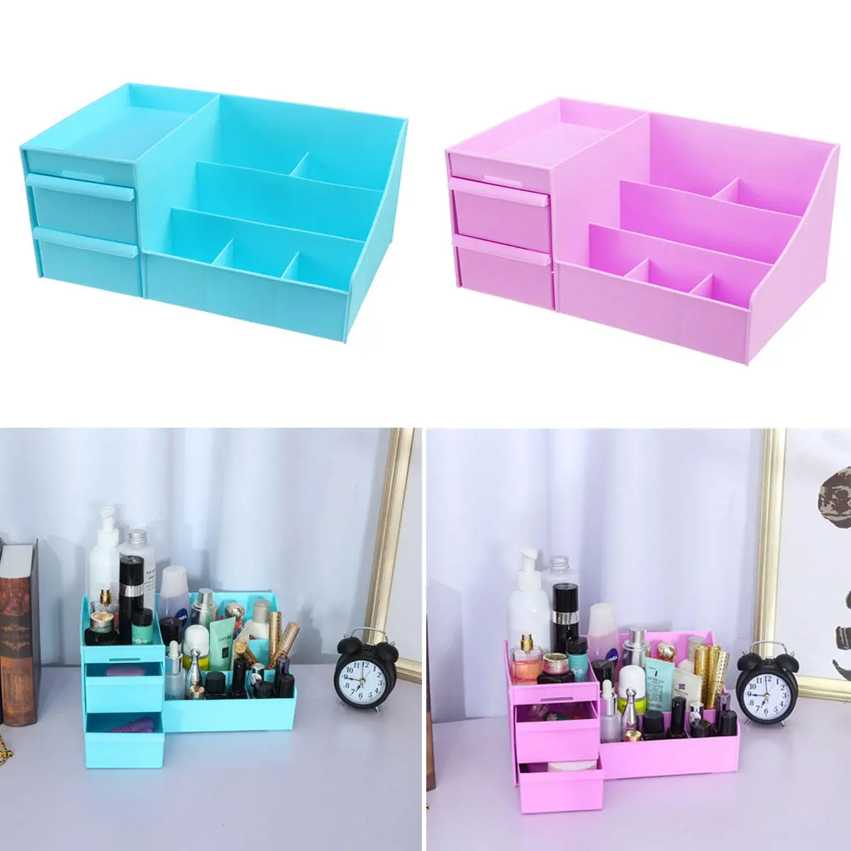 Desktop Cosmetics Storage Shelf | Plastic Drawer Organizer Box for Home - Image 3
