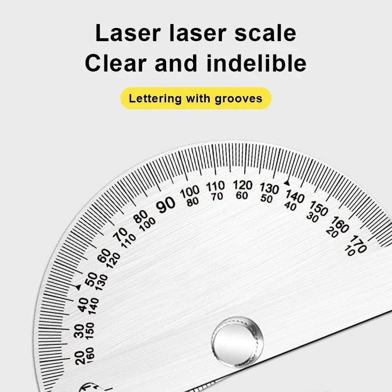 Stainless Steel 180 Degree Protractor | Metal Angle Finder & Goniometer Ruler - Image 3