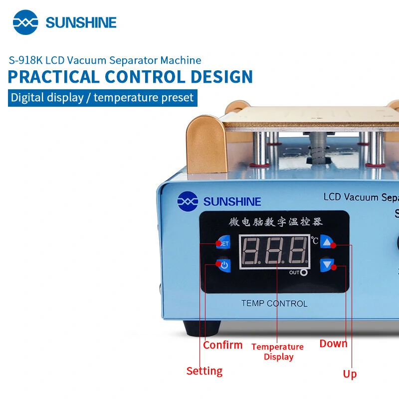 SUNSHINE SS-918k Vacuum Separator Machine | Built-in Pump & LCD Touch Screen | Max 8.5 Phone Repair Tool - Image 2