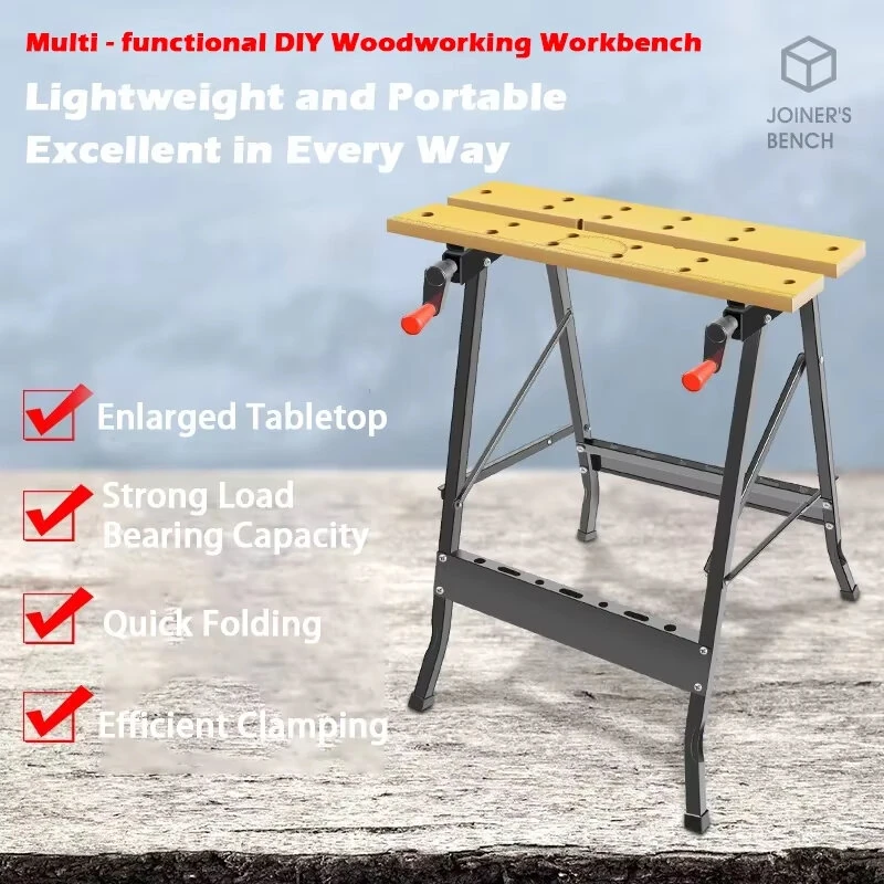 Multi Adjustable Workbench - Foldable Design with Thick Wooden Top & Heavy Load Metal Frame - Image 2